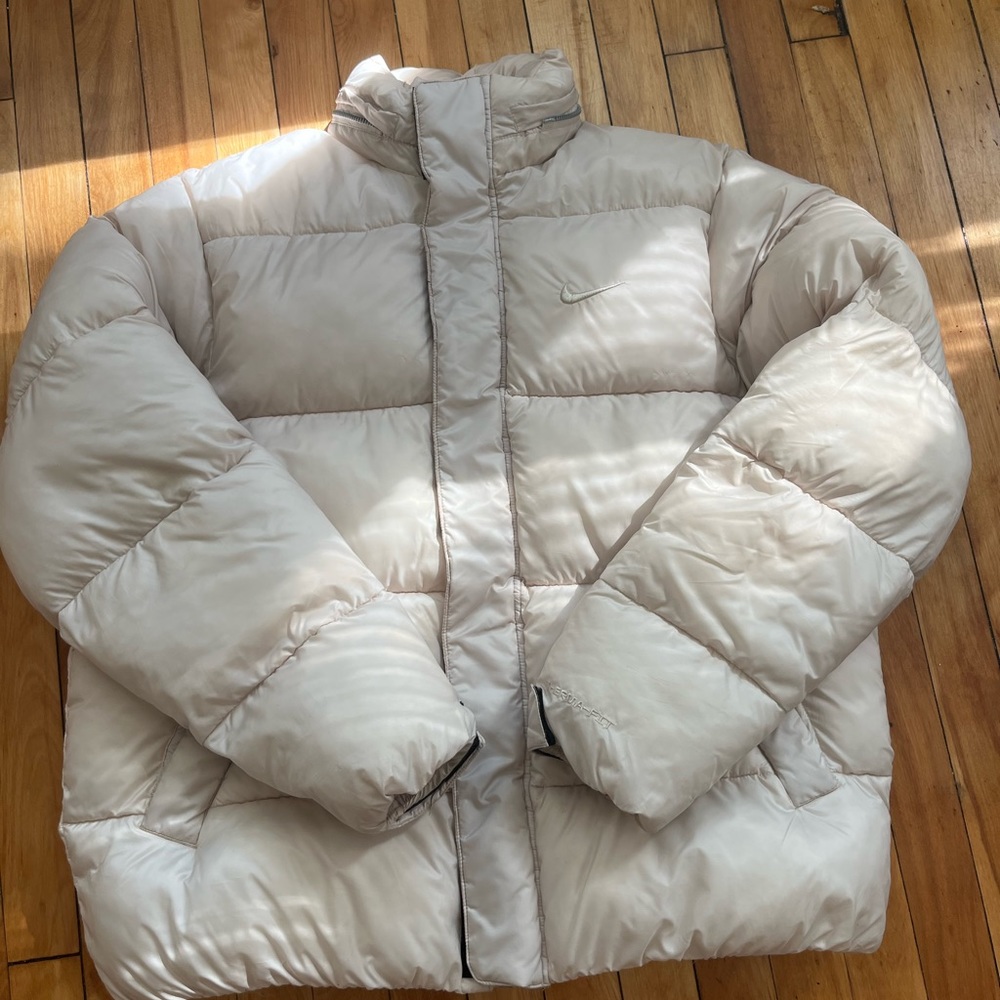 Cream Nike puffer jacket
